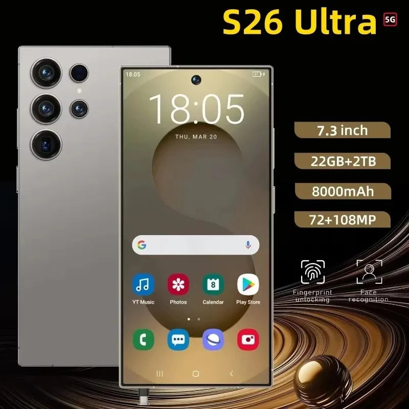 S26 Ultra NEW HOT 2025 original intelligent 5G dual card dual standby Android 14 system global version 8000mAh battery