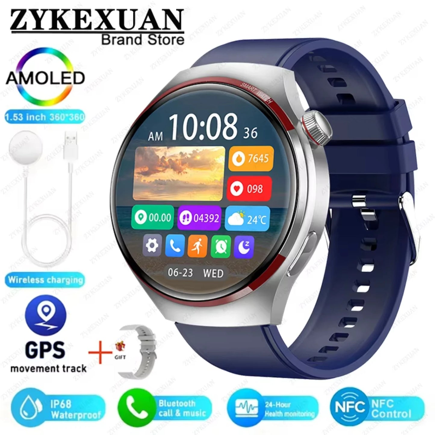 2024 Watch 4 PRO Smart Watch Men GT4Pro Bluetooth Call GPS NFC Heart rate Sport SmartwatchWomen