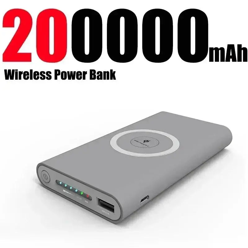 200000mAh Power Bank Two Way Wireless Fast Charging Powerbank Magnetic Type-c External Battery For Iphone Samsung Xiaomi Lenovo