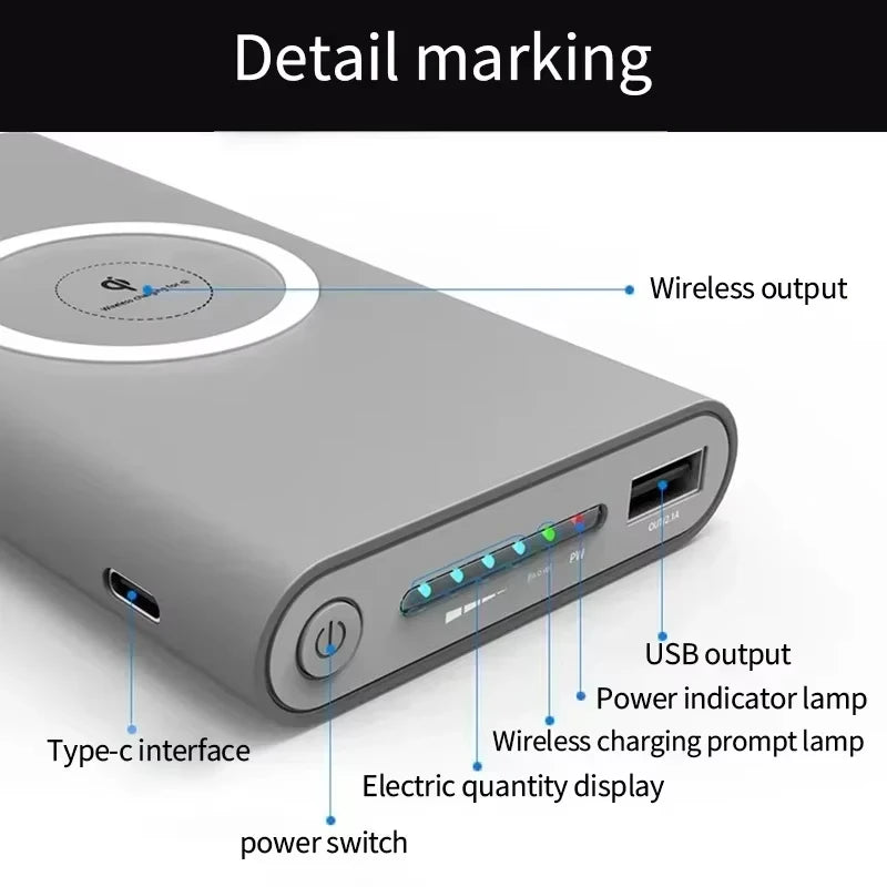 200000mAh Power Bank Two Way Wireless Fast Charging Powerbank Magnetic Type-c External Battery For Iphone Samsung Xiaomi Lenovo