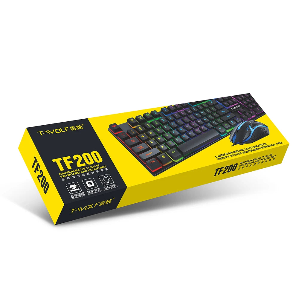 Wired 104 Keys Computer Colorful Blacklight Gaming Keyboard And Mouse Combos