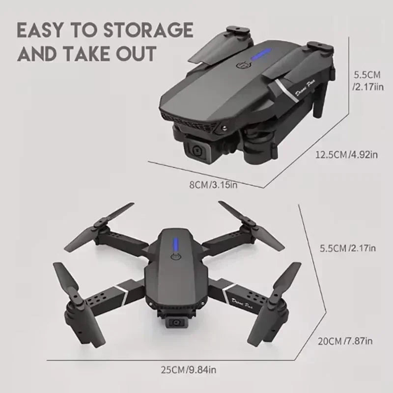 New E88RC Mini Drone 4K HD Camera WiFi FPV 360° Air Free Rotation Foldable Aerial Gesture Camera RC Helicopter Gift