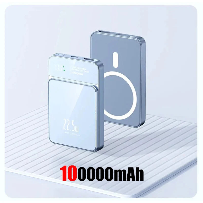 100000mAh Xiaomi Portable Magnetic Wireless Charging Mobile Power Support 22.5W Two-Way Fast Charging For Iphone Samsung Huawei