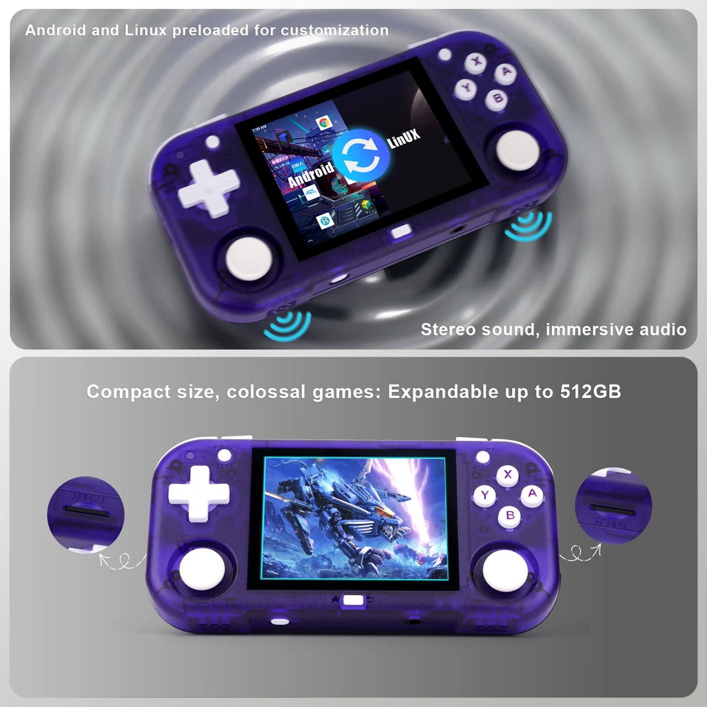 AMPOWN Mini Zero 28 Handheld Game Players Consoles 2900mAh 2.8 Inch IPS OCA Viewing Angle Portable Retro Video Game Android Gift