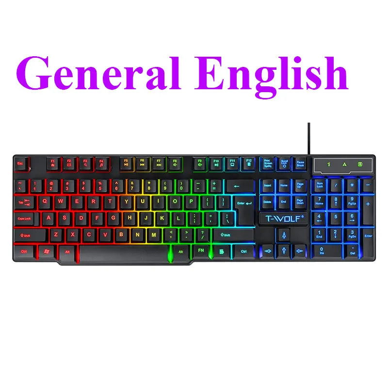 Luminous gaming keyboard mechanical feel USB wired floating keyboard waterproof office computer peripherals in Russian Spanish