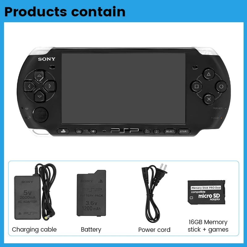 100% Original Sony psp 3000 (PSP-3006) PIANO BLACK PSP3000 Game Console PlayStation Handheld GBA Arcade Game Console (Gift Game)