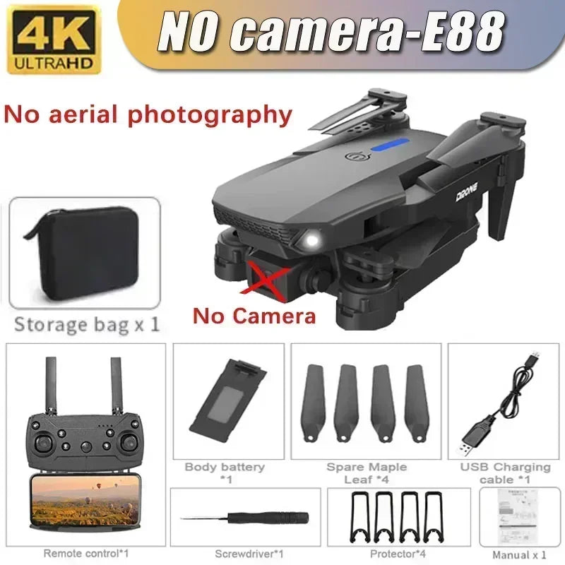 New E88RC Mini Drone 4K HD Camera WiFi FPV 360° Air Free Rotation Foldable Aerial Gesture Camera RC Helicopter Gift