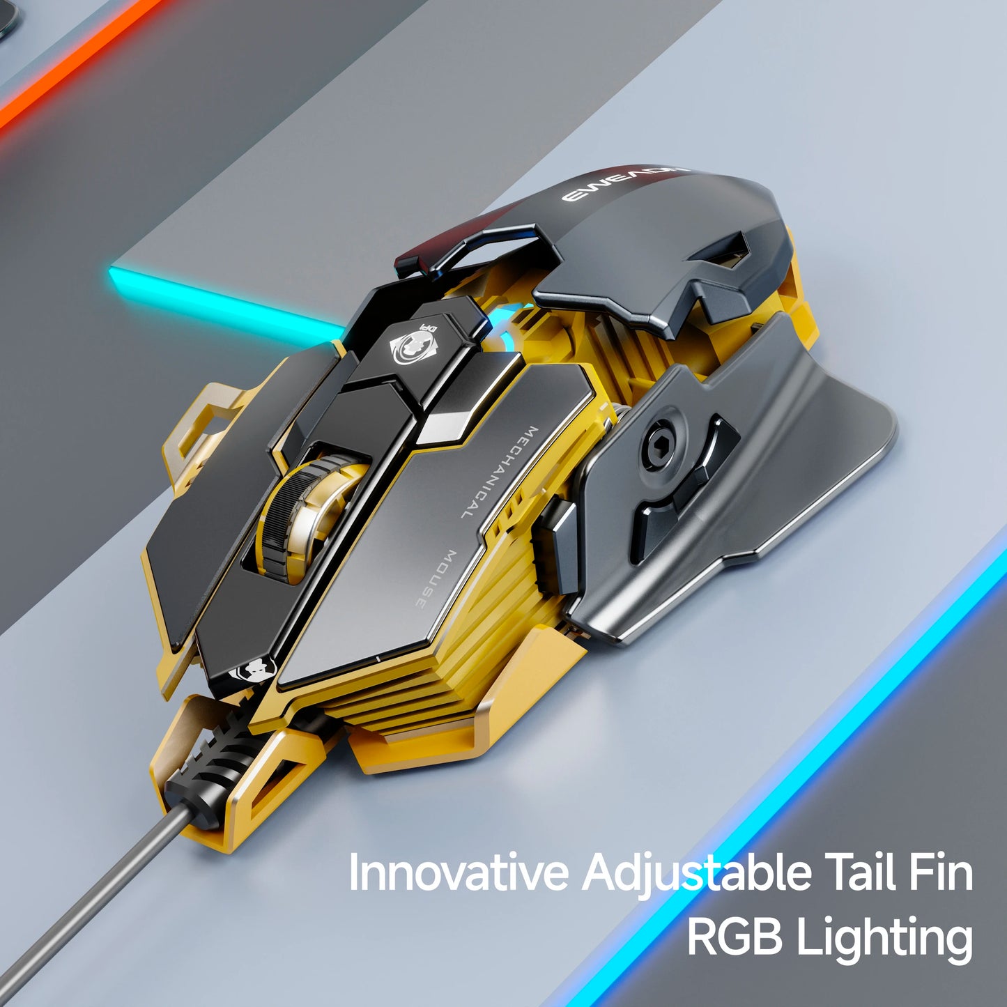 EWEADN Wired Gaming Mechanical Mouse LED Backlight, Silent/Audible,12800 DPI, Office & Gaming, Compatible with Windows/Laptop