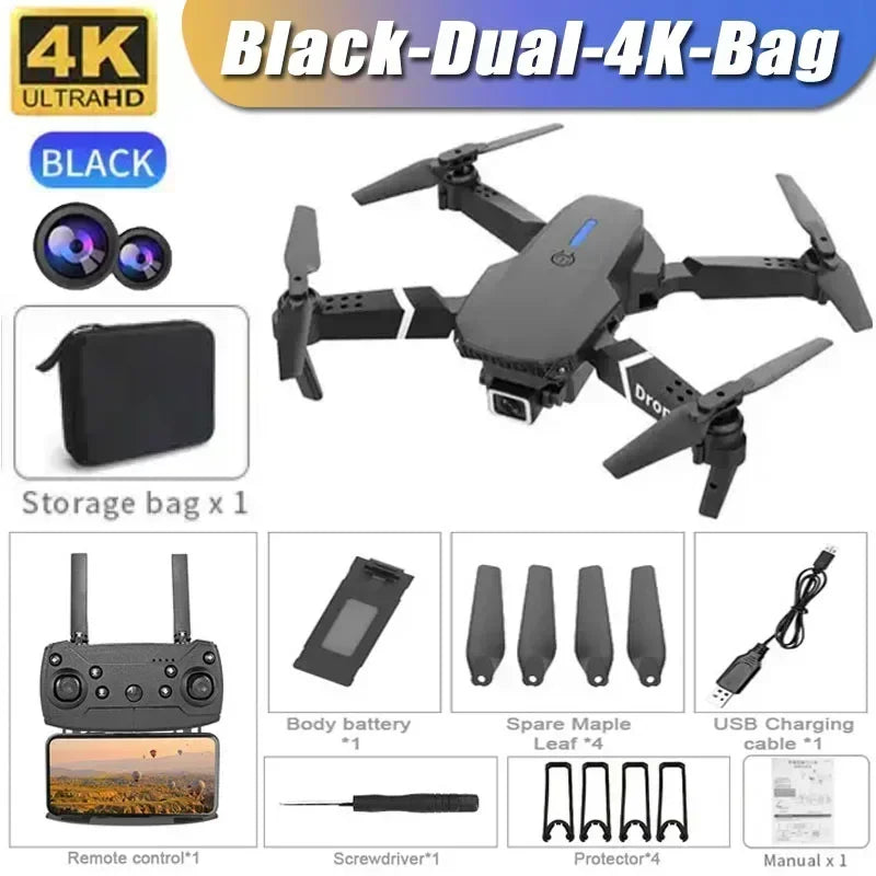 New E88RC Mini Drone 4K HD Camera WiFi FPV 360° Air Free Rotation Foldable Aerial Gesture Camera RC Helicopter Gift