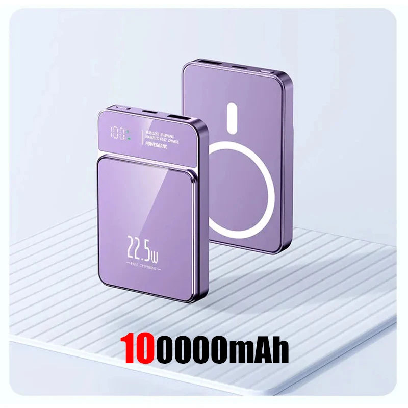 100000mAh Xiaomi Portable Magnetic Wireless Charging Mobile Power Support 22.5W Two-Way Fast Charging For Iphone Samsung Huawei