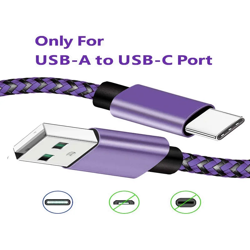USB A to Type C Fast Nylon Braided Cables Wire Charger Cable For Xiaomi Samsung Huawei Android Phone Charger Cable Accessories