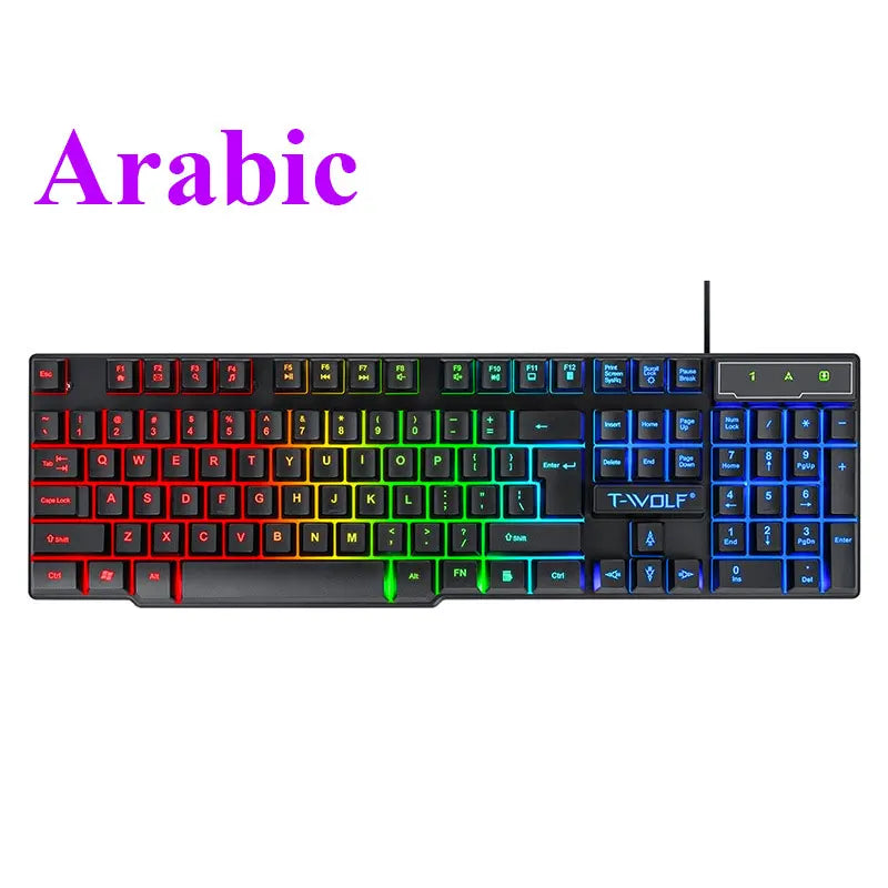 Luminous gaming keyboard mechanical feel USB wired floating keyboard waterproof office computer peripherals in Russian Spanish