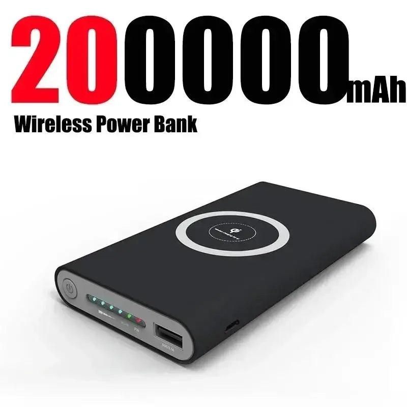 200000mAh Power Bank Two Way Wireless Fast Charging Powerbank Magnetic Type-c External Battery For Iphone Samsung Xiaomi Lenovo