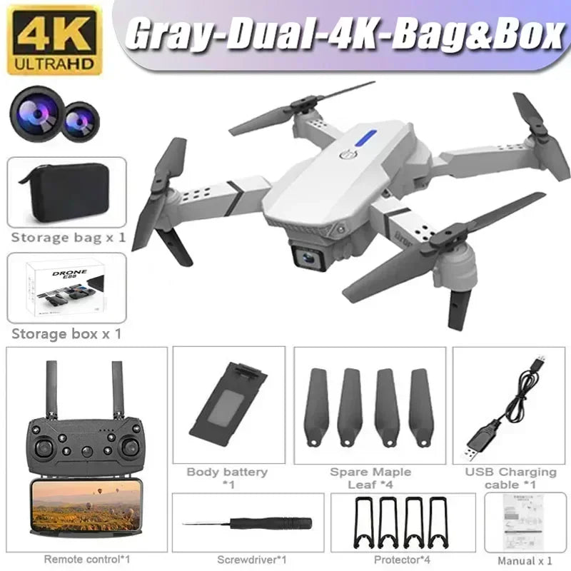 New E88RC Mini Drone 4K HD Camera WiFi FPV 360° Air Free Rotation Foldable Aerial Gesture Camera RC Helicopter Gift