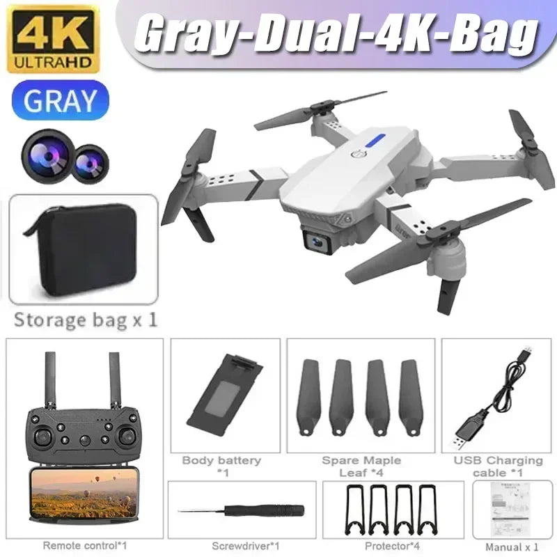 New E88RC Mini Drone 4K HD Camera WiFi FPV 360° Air Free Rotation Foldable Aerial Gesture Camera RC Helicopter Gift