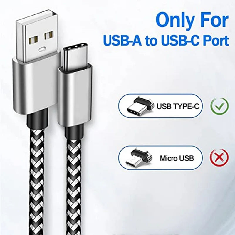 2.4A USB Type C Cable Fast Charging Battery Charger Wire Woven Nylon Data Cable Mobile Phone Charger For Samsung Huawei USB C