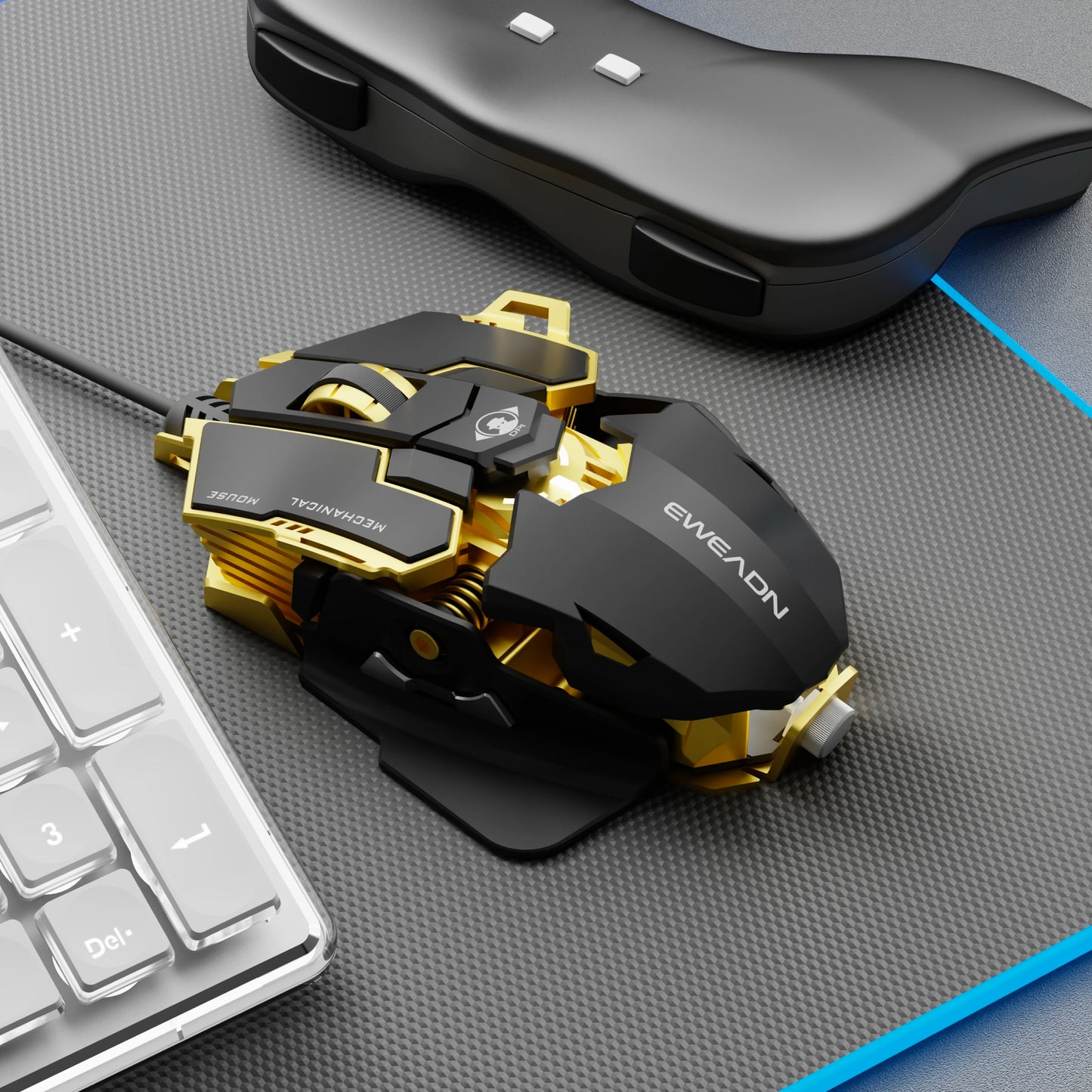 EWEADN Wired Gaming Mechanical Mouse LED Backlight, Silent/Audible,12800 DPI, Office & Gaming, Compatible with Windows/Laptop