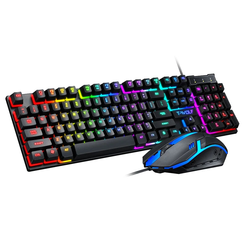 Wired 104 Keys Computer Colorful Blacklight Gaming Keyboard And Mouse Combos