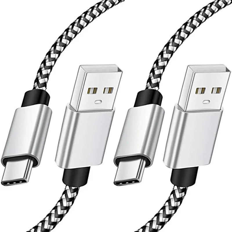 2.4A USB Type C Cable Fast Charging Battery Charger Wire Woven Nylon Data Cable Mobile Phone Charger For Samsung Huawei USB C