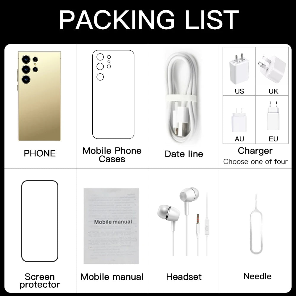 Mobile phone case is suitable Global Version S26 Ultra Smart Android Phone 5G 7.3 Inch HD Screen 108MP Camera Android14 Unlock