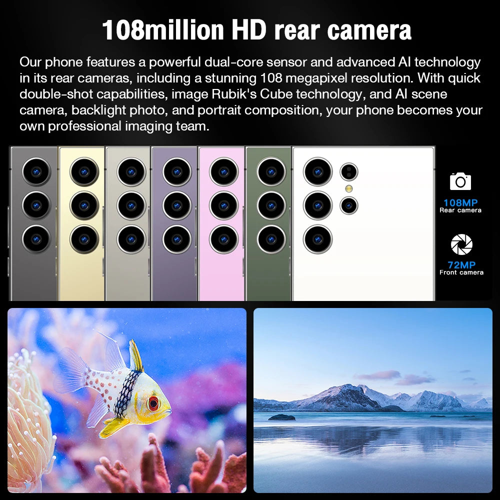 Mobile phone case is suitable Global Version S26 Ultra Smart Android Phone 5G 7.3 Inch HD Screen 108MP Camera Android14 Unlock