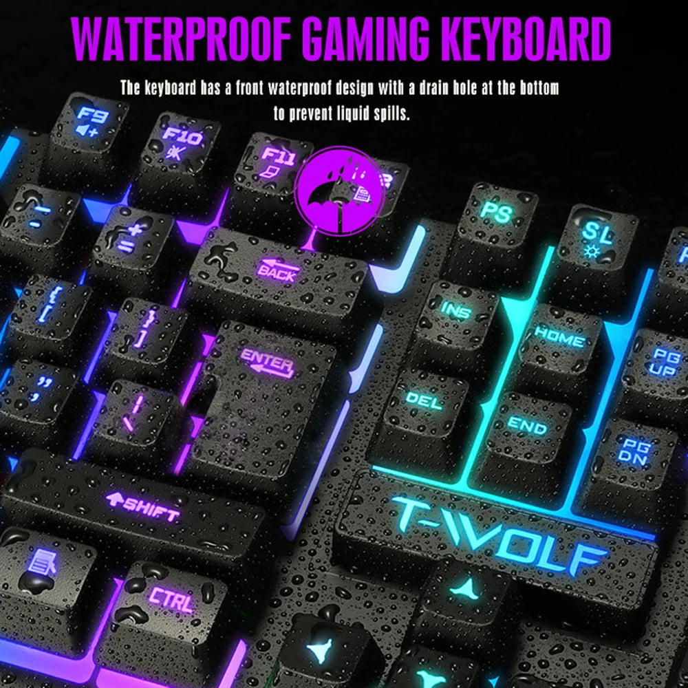 Luminous gaming keyboard mechanical feel USB wired floating keyboard waterproof office computer peripherals in Russian Spanish