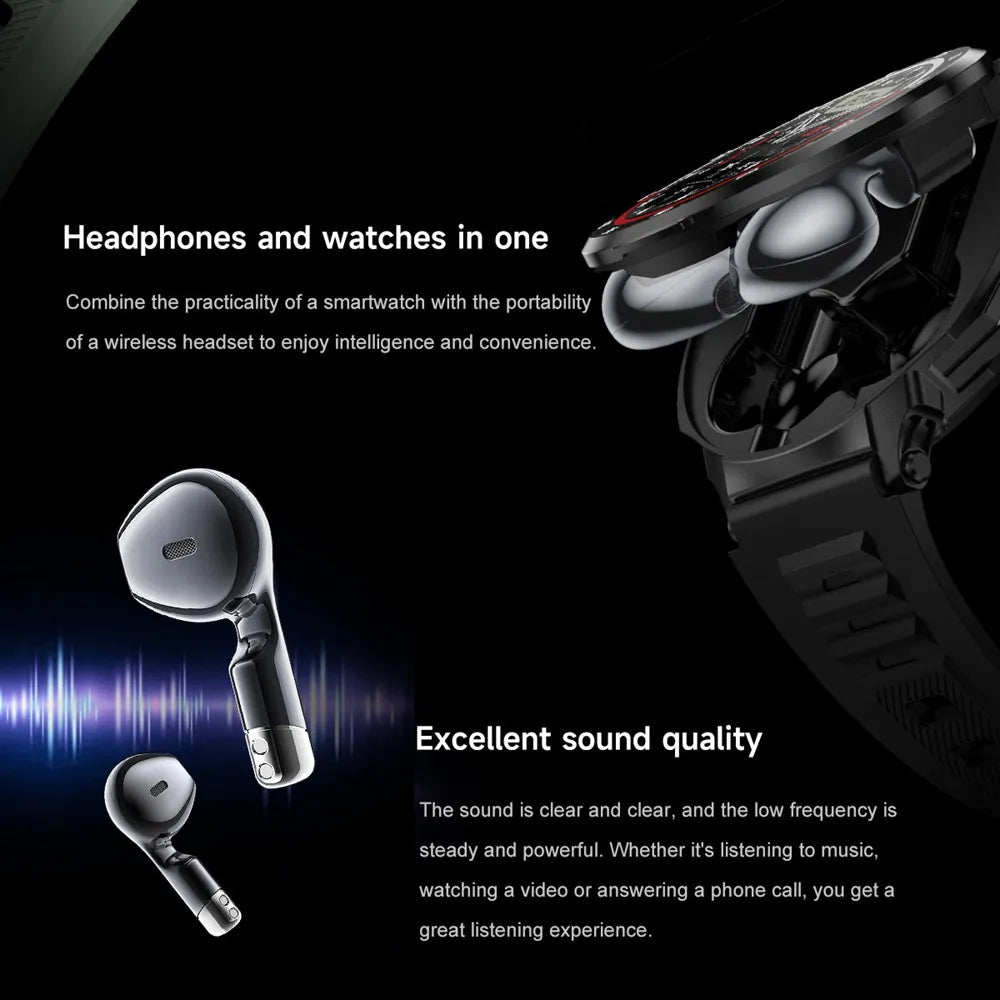 EFFEOKKI Smart Watch with Wireless Earbuds Round Screen Fitness Smartwatch for Men Compatible with iOS Android