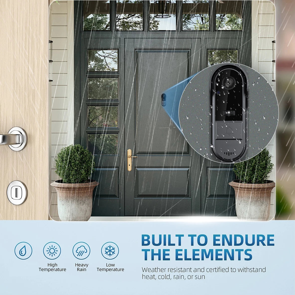 Tuya WiFi doorbell  2-way HD 1080P, microSD/cloud, waterproof, 1000mAh battery, long standby,Wireless Security Camera