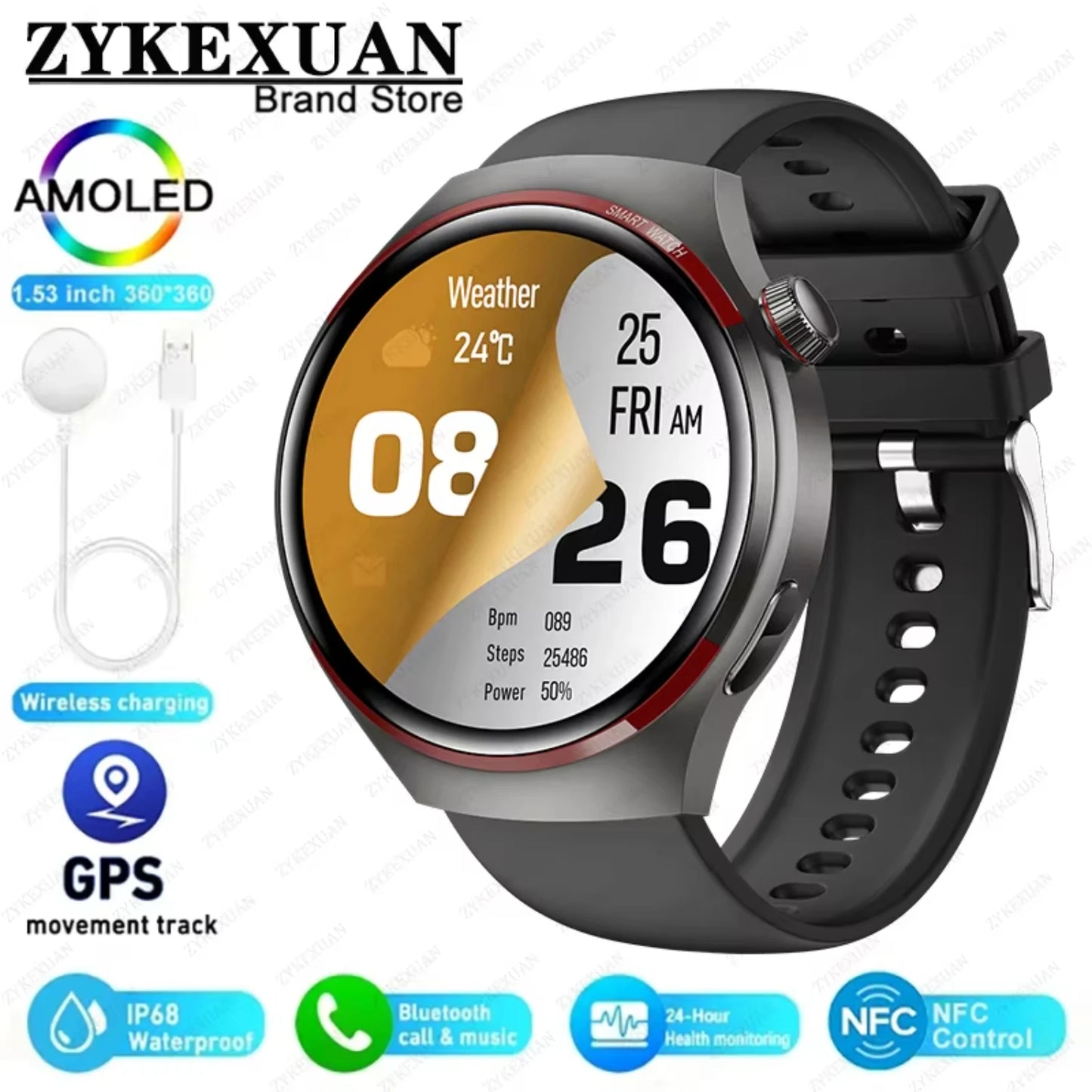 2024    Watch 4 PRO Smart Watch Men GT4Pro    Bluetooth Call GPS NFC Heart rate Sport SmartwatchWomen