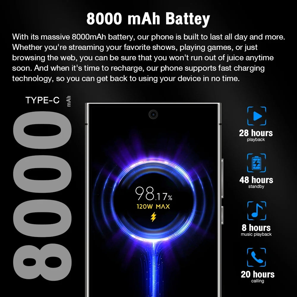 2025 NEW S26 Ultra Cellphones Original Smartphone 5G Dual SIM Android 14 Cell Phone Snapdragon 8 gen 3 Smart Mobile Phones