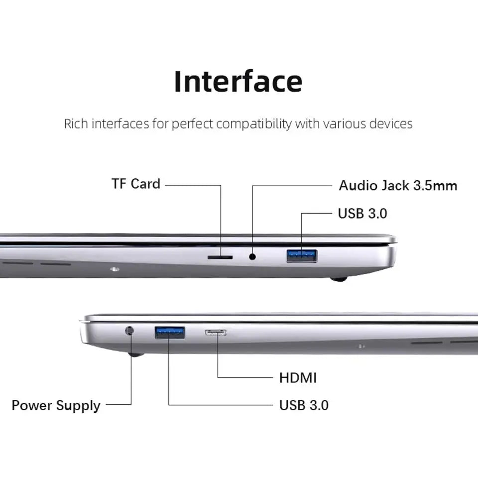 14.1 inch Laptop Computer intel core i7-7500U Windows 11 Portable Notebook 12GB DDR4 1TB 2TB SSD 1920*1080 Office Study Computer