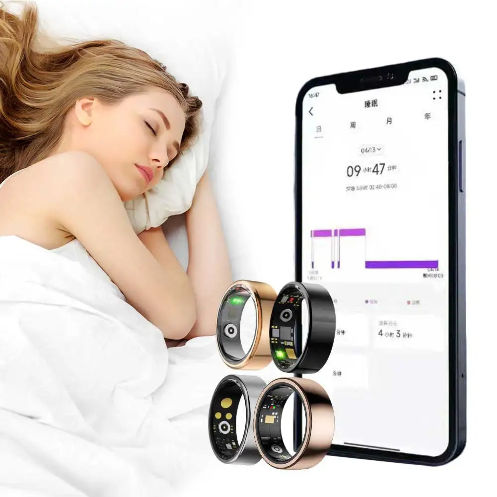 Smart Ring Health Tracker Multi-sport Modes Fitness Ring Up To 7-Day Battery Sleep Heart Rate Blood Oxygen Tracker for Women Men