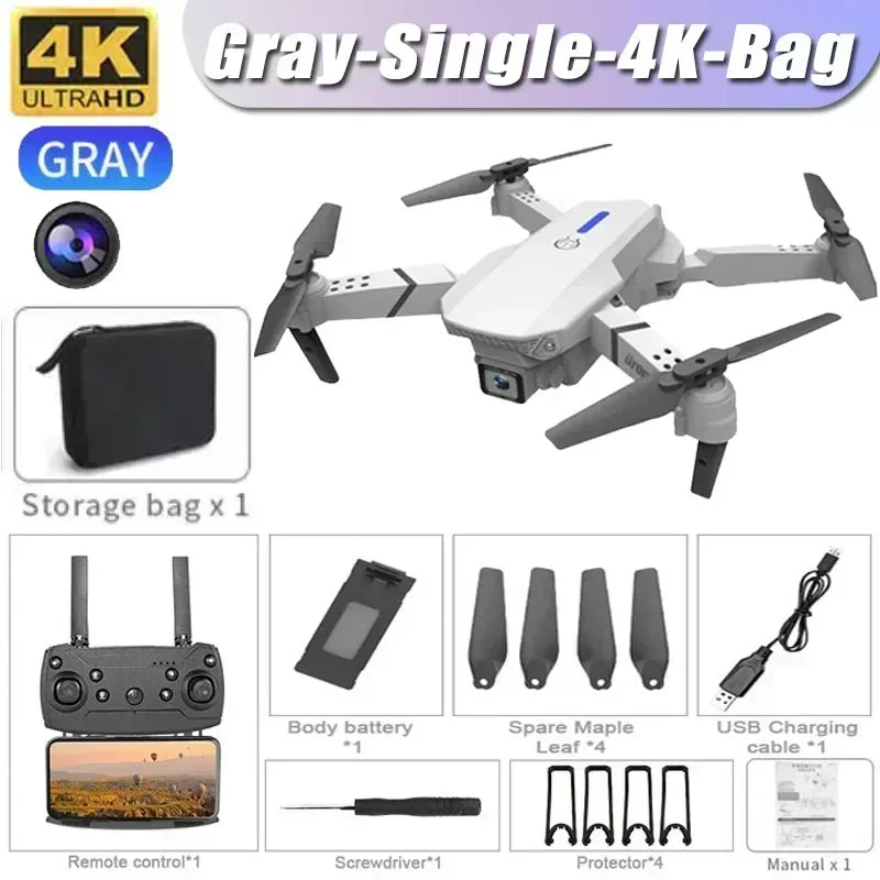 New E88RC Mini Drone 4K HD Camera WiFi FPV 360° Air Free Rotation Foldable Aerial Gesture Camera RC Helicopter Gift