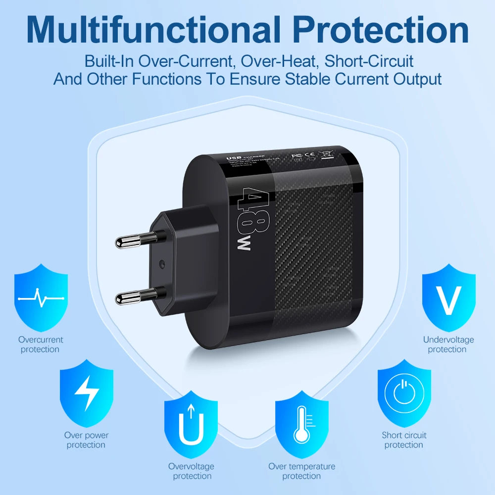 Six in 1 6 Ports USB Charger Fast Charging Quick Charger For Samsung S23 S22 Xiaomi Mobile Phone Charge Adapter