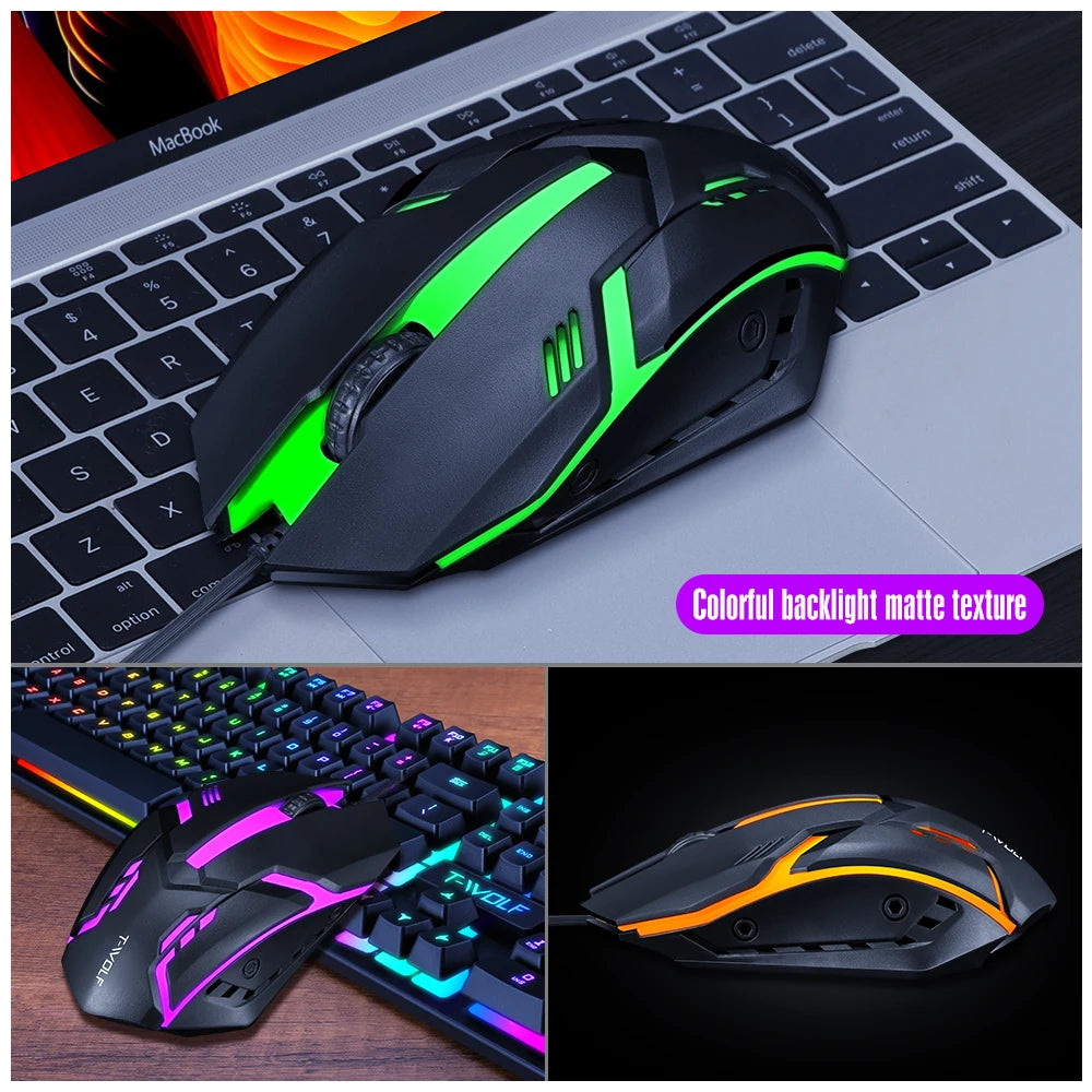 Wired 104 Keys Computer Colorful Blacklight Gaming Keyboard And Mouse Combos