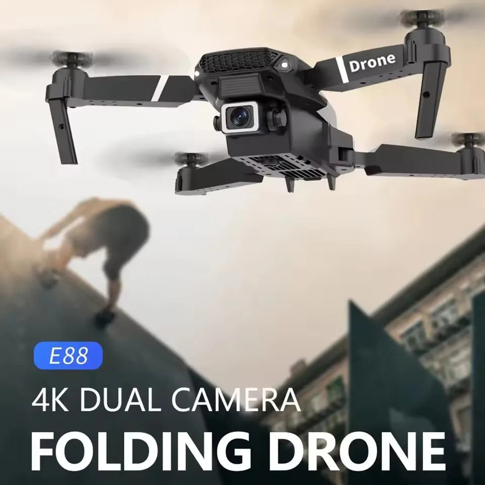 New E88RC Mini Drone 4K HD Camera WiFi FPV 360° Air Free Rotation Foldable Aerial Gesture Camera RC Helicopter Gift