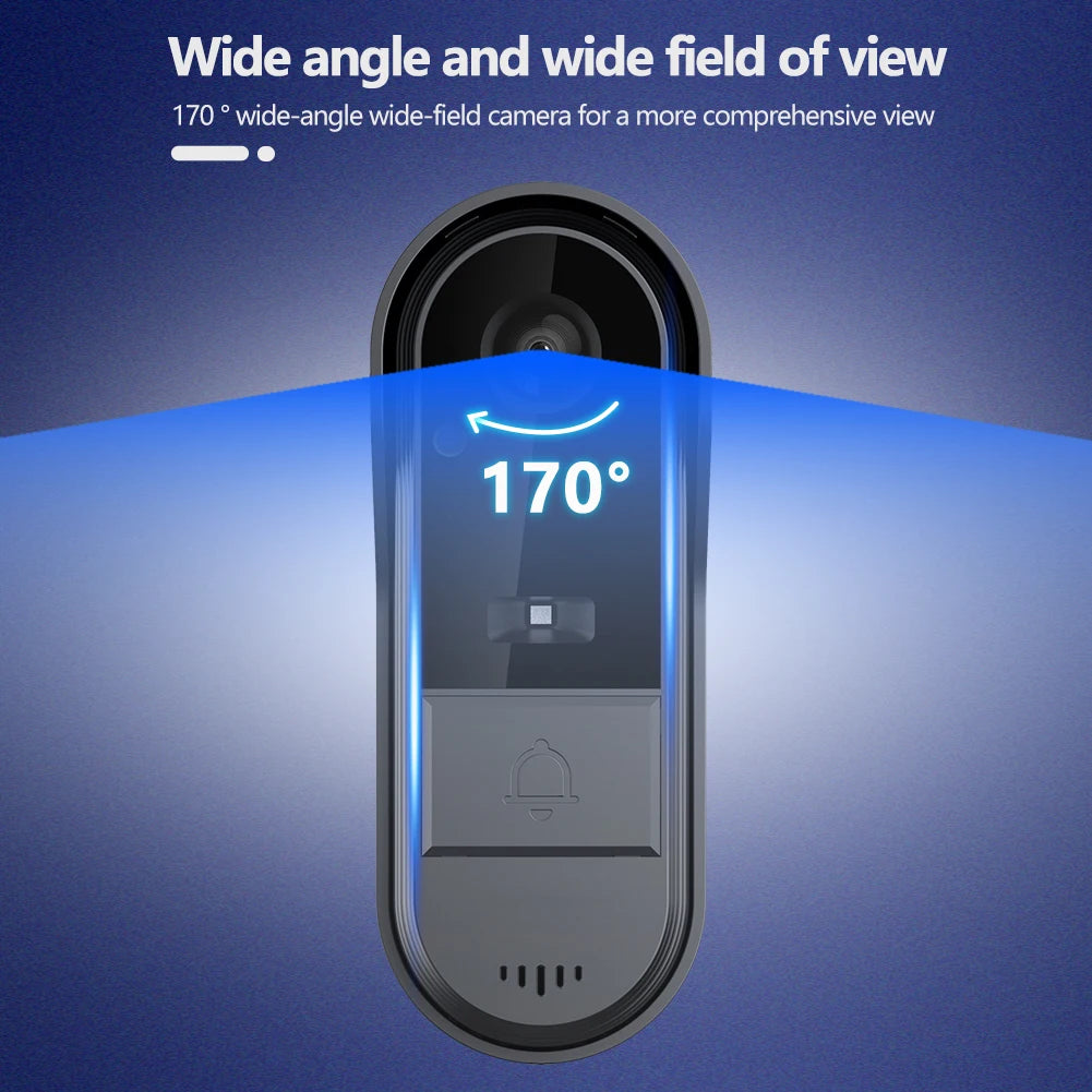 Tuya WiFi doorbell  2-way HD 1080P, microSD/cloud, waterproof, 1000mAh battery, long standby,Wireless Security Camera