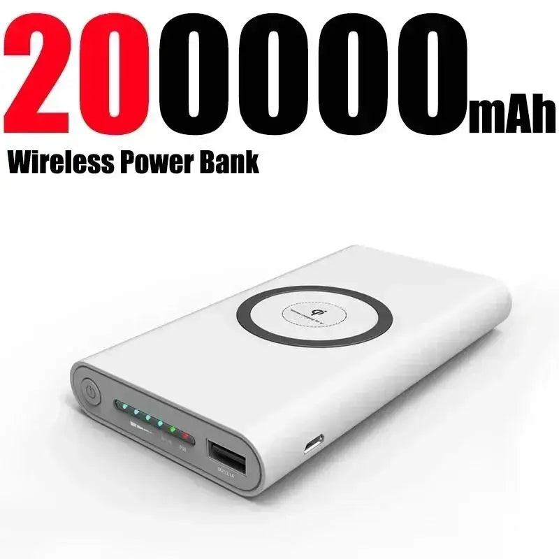 200000mAh Power Bank Two Way Wireless Fast Charging Powerbank Magnetic Type-c External Battery For Iphone Samsung Xiaomi Lenovo