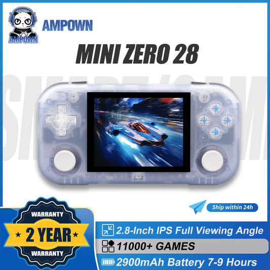 AMPOWN Mini Zero 28 Handheld Game Players Consoles 2900mAh 2.8 Inch IPS OCA Viewing Angle Portable Retro Video Game Android Gift