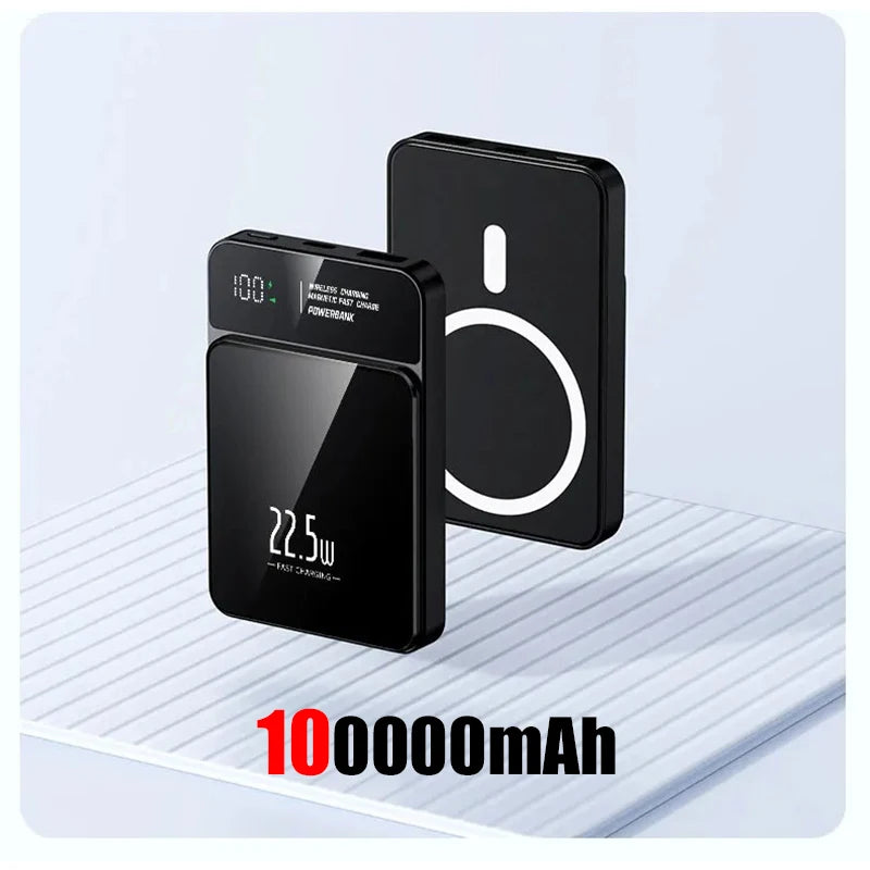 100000mAh Xiaomi Portable Magnetic Wireless Charging Mobile Power Support 22.5W Two-Way Fast Charging For Iphone Samsung Huawei