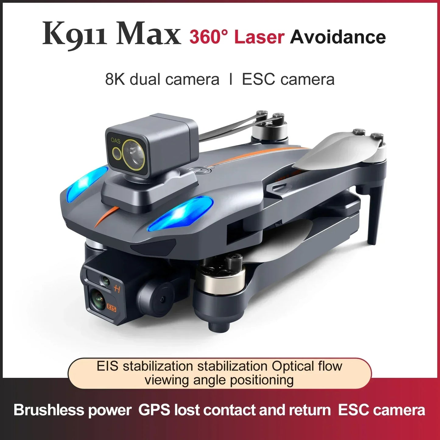 K911 MAX Drone professionnel 4K Dual HD Camera Drones Obstacle Avoidance GPS Four Axis Aircraft Foldable Helicopter Dron Toys