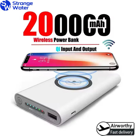200000mAh Power Bank Two Way Wireless Fast Charging Powerbank Magnetic Type-c External Battery For Iphone Samsung Xiaomi Lenovo