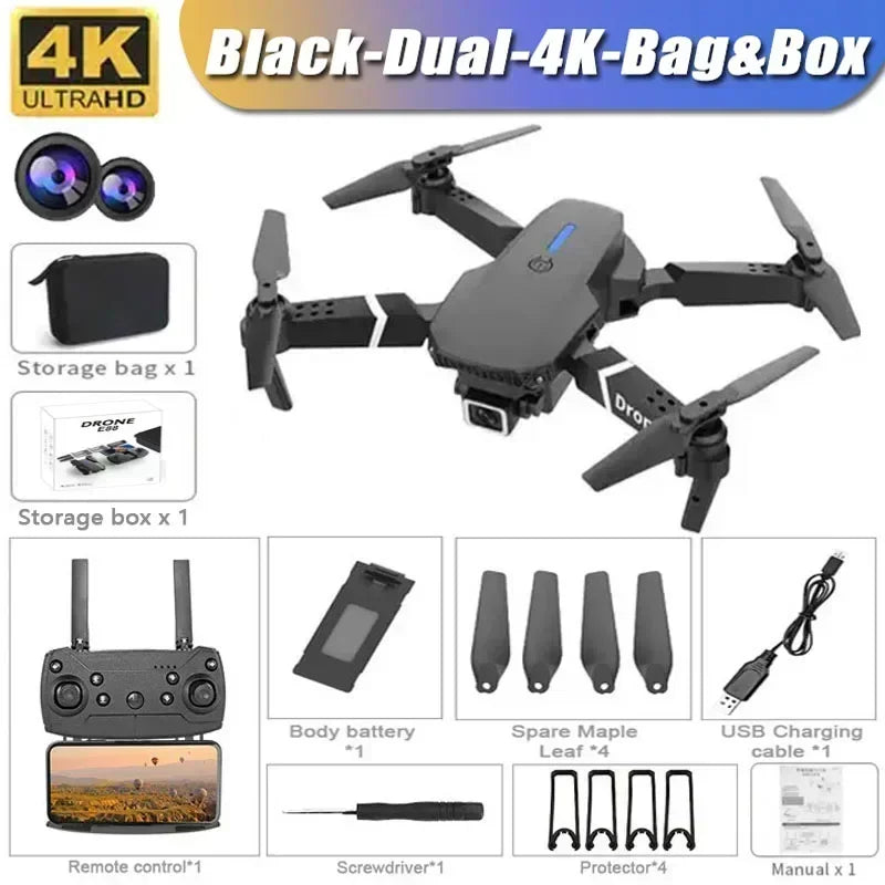 New E88RC Mini Drone 4K HD Camera WiFi FPV 360° Air Free Rotation Foldable Aerial Gesture Camera RC Helicopter Gift