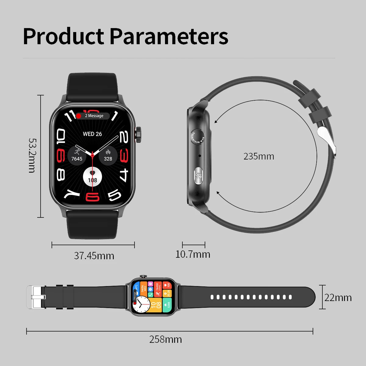 SENBONO AMOLED Smart Watch Bluetooth Call LED Flashlight 100+ Sport Modes Custom Dial AI Assistant Smartwatch for Men Women