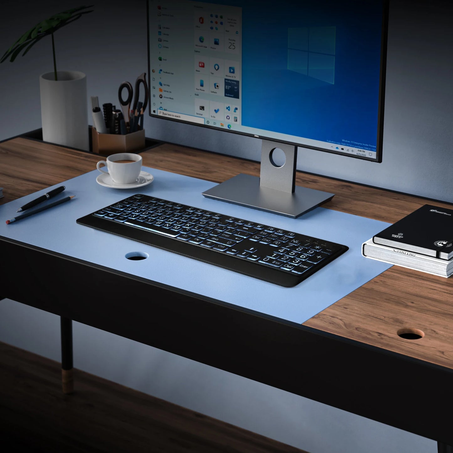 Large Print Backlit Keyboard, USB Wired Computer Keyboard, Full Size Keyboard with White Illuminated LED Compatible for Windows