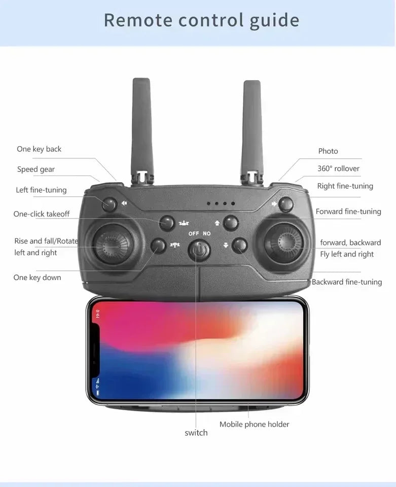 New E88RC Mini Drone 4K HD Camera WiFi FPV 360° Air Free Rotation Foldable Aerial Gesture Camera RC Helicopter Gift