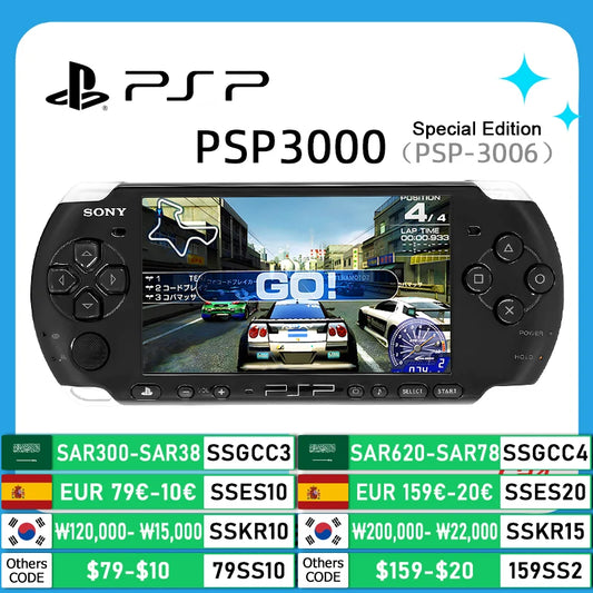 100% Original Sony psp 3000 (PSP-3006) PIANO BLACK PSP3000 Game Console PlayStation Handheld GBA Arcade Game Console (Gift Game)