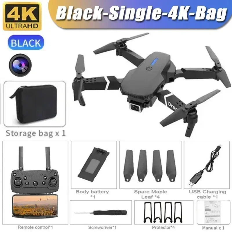 New E88RC Mini Drone 4K HD Camera WiFi FPV 360° Air Free Rotation Foldable Aerial Gesture Camera RC Helicopter Gift