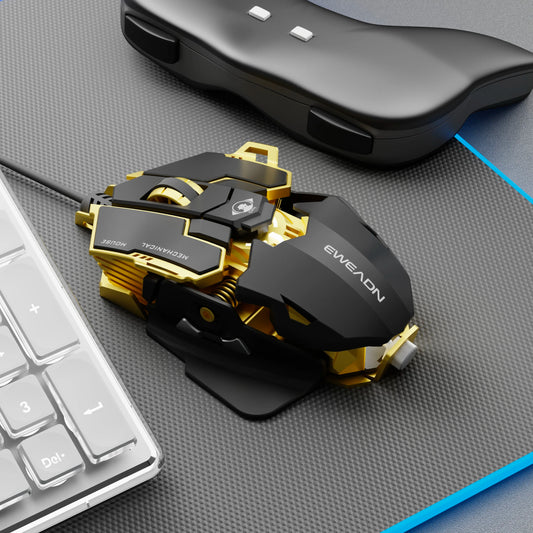 EWEADN Wired Gaming Mechanical Mouse LED Backlight, Silent/Audible,12800 DPI, Office & Gaming, Compatible with Windows/Laptop